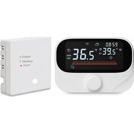 Thermostat WiFi Tuya sans fil RF433 pour chauffage au sol, chauffage à eau et chaudière à gaz, USB/pile – WIFI WITH3 (1/5)