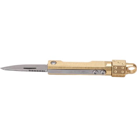 Mini-Klappmesser aus Messing, Miniaturwürfel, Messer-Schlüsselanhänger, tragbares Taschenmesser zum Auspacken von Paketen, Messingfarbe. (1/4)