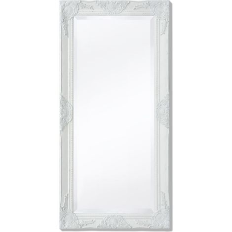 Miroir mural, Miroir de maquillage, Miroir suspendu pour Vanité, Salle de Bain, Salon Chambre Style baroque 100 x 50 cm Blanc KIM2210 (1/5)