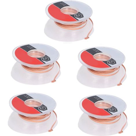 Kit de réparation de tresses à dessouder en laiton de 5 pièces (1,5 mètre), sans nettoyage, pour le soudage. (1/5)