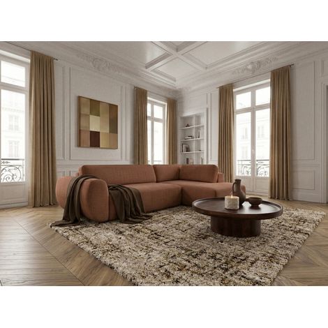 BOBOCHIC - Canapé angle L convertible coffre DENISE tissu texturé Angle droit Orange (1/5)