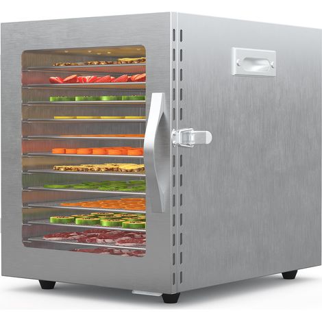 Déshydrateur alimentaire électrique à 12 plateaux en acier inoxydable, 820 W, porte simple, température réglable et minuterie 24 h, d'origine (1/5)