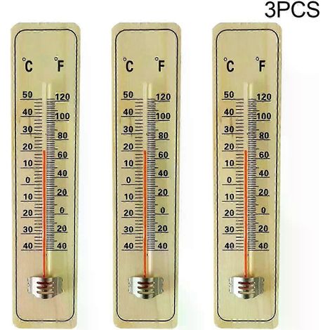 3er-Set Holzskalen-Thermometer für den Innenbereich, analoges Thermometer für Garten und Zuhause – JXLGV (1/5)