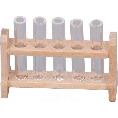 Tubes à essai miniatures 1:12 pour maison de poupée avec support en bois, réalistes et durables (1/5)