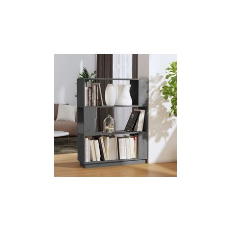 Bibliothèque-Séparateur de pièce Gris 80x25x101 Pin massif (1/5)