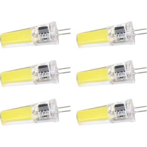Lot de 6 ampoules G4 COB 9W dimmable, en silicone, blanc froid, 220V, idéales pour lustres, plafonniers, appliques et lampes de table. (1/5)