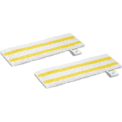 Housses de buse de sol en microfibre compatibles Kärcher EasyFix pour nettoyeurs vapeur Kärcher SC, avec système auto-agrippant et languette, lot de 2