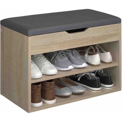 Banc ou meuble à chaussure couleur chêne 60X30X43. Avec coussin (1/5)