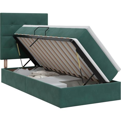 Letto con contenitore e materasso Verde Scuro 90 x 200 cm vidaXL (1/5)