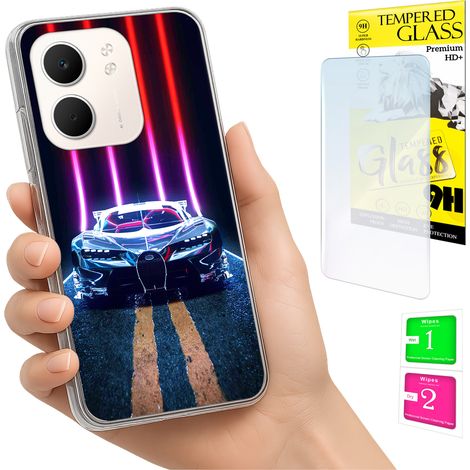 Custodia per Oppo A5X, cover posteriore con vetro temperato 9H. (1/5)