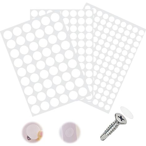 290 Pièces Cache Vis Blanc Auto-adhésif, Ø10/15/20mm PVC Bouchons de Trous Étanche pour Meubles, Armoires, Murs – Autocollants de Réparation (1/5)