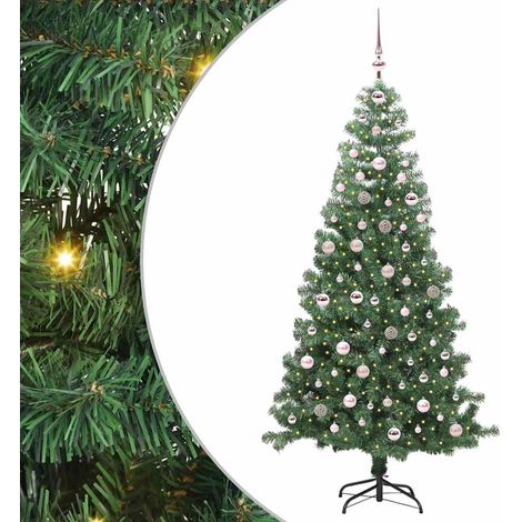 Sapin de Noël  Arbre de Noël avec 300 LED avec support Vert 240 cm PVC (1/5)