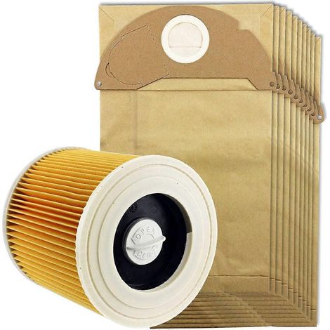 Filtre et 10 sacs à poussière pour aspirateur eau et poussière WD2 (1/5)