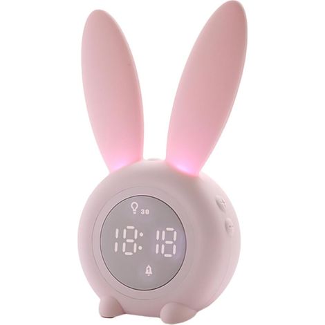 Balacoo Réveil Mignon de Lapin LED Rose, Mini Horloge Silencieuse (1/5)