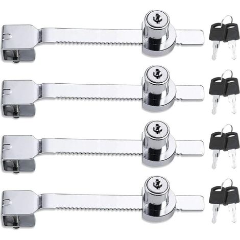 Serratura per porta scorrevole in vetro Ulisem4pcs, serratura per porta in vetro per vetrina, serratura a cricchetto (1/4)