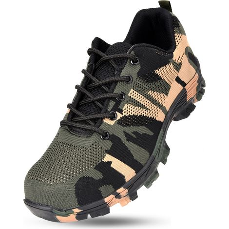 Chaussures de sécurité camouflage pour hommes, bottes de travail anti-perforation à embout en acier (vert camouflage, pointure 38) (1/5)
