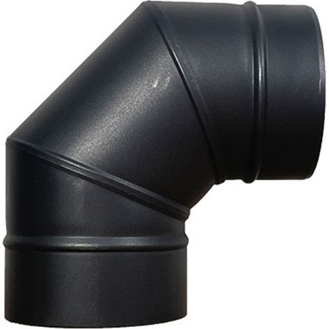 RHG Accessoires d'installation pour cheminée à bois, coude en acier inoxydable à double couche (noir mat)