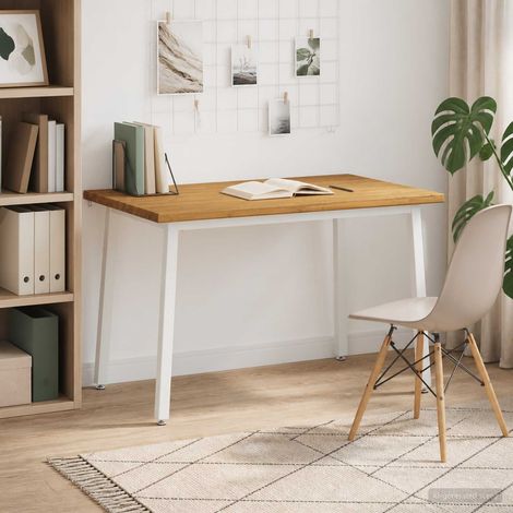 vidaXL 120 x 80 x 75 cm Madera de Acacia Sólida Blanco Rectangular (1/5)