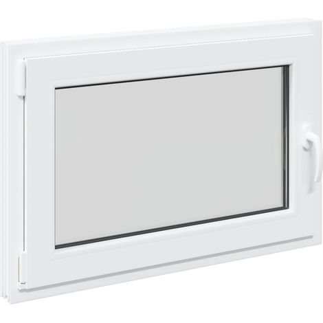 Ventana de sótano RISOR 90 x 70 cm PVC y vidrio Blanco vidaXL