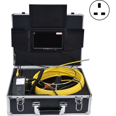 Kit d'endoscope de pipeline 7 pouces 6,5mm, caméra d'inspection vidéo pour tuyaux d'eau, endoscope flexible 20m/65,6ft, prise UK 100-240V (1/5)