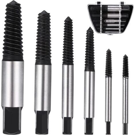 Extracteur de Vis M3-M22, 6 Pièces Extracteurs de Vis Cassé, Tourne a Gauche Extracteur avec Boîte de Rangement pour Enlever Vis Rouillées, Coincées ou Abîmées