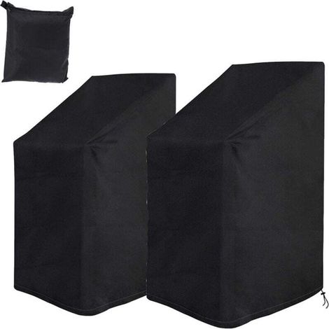 Juego de 2 fundas protectoras para sillas de jardín, impermeables, resistentes al frío y a los rayos UV, de tela Oxford 210D, para sillas de jardín, sillas apilables, funda para silla de Crezuo.-Crezu