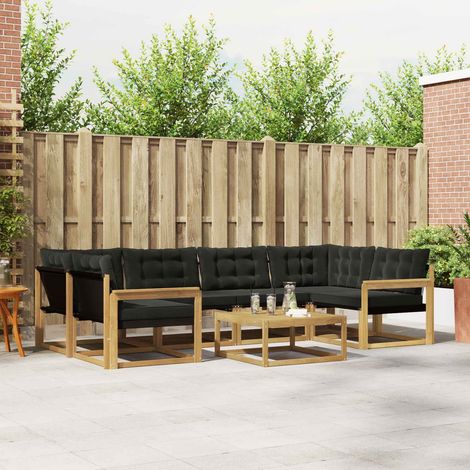 vidaXL Outdoor-Sofagarnitur 7 pcs Weiß und Schwarz 79 x 79 x 37 cm (1/5)