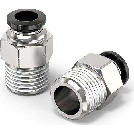 Gerade Außengewinde-Fittings – 10er-Pack – Kupfer und Kunststoff – Für 4-mm-Schläuche und 1/8-Zoll-BSP-Gewinde – Druckluftwerkzeuge – Kompatibel mit PU, PA, PE und PVC (1/5)