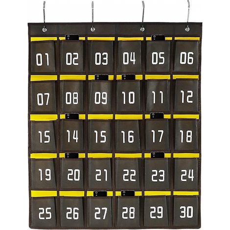 BEBUSINGOTO Organiseur de poche numéroté pour articles divers de salle de classe pour téléphones portables, support mural à suspendre sur une porte (1/5)