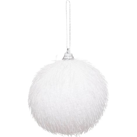 Weihnachtskugel Fibre Glitter weiß aus Polyfoam - Atmosphera créateur d'intérieur