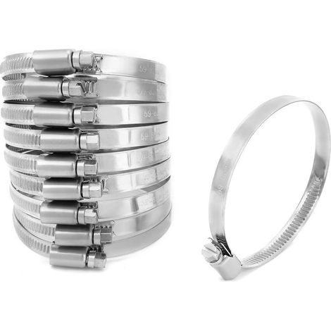 59mm à 82mm Dia Range 201 Edelstahl Deutscher Typ Schlauchschelle 10 Stck