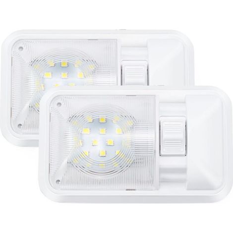 12 V plafonnier LED RV 280 lm, lampe de toit éclairage intérieur pour remorque, camping-car avec interrupteur (Lot de 2) (1/5)
