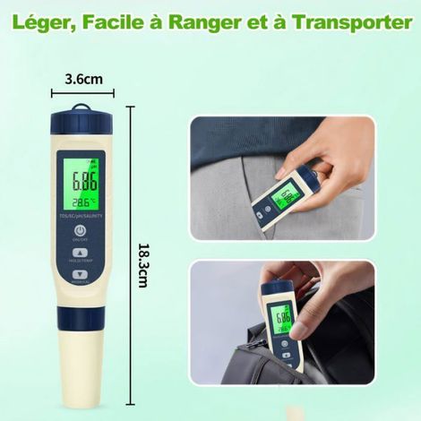 1 Testeur pH, Écran LCD, Mesure TDS, Salinité, Température, Piscine Aquarium (1/5)