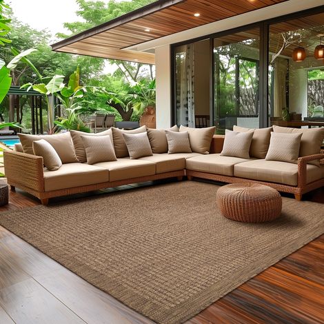 Tapis intérieur extérieur 80x150 cm Coureur Marron Lavable imperméable Facile d'entretien Tissage Plat idéal pour Couloir Balcon terrasse Jardin et Cuisine (1/5)