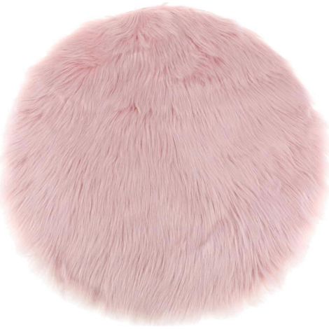 Lot de 2 coussins d'assise ronds en fausse fourrure de mouton rose de 35 cm, pour l'hiver. (1/5)