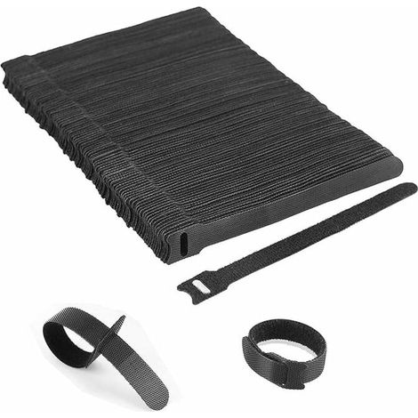 Attache Cable, Noir Réglable Réutilisable Serre Cable Auto-agrippant (100 Pièces 150 x 12 mm).--Lefou (1/5)