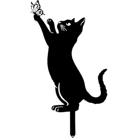 Piquets Décoratifs en Métal - Chat Noir en Statue pour Jardin Ornements Extérieurs pour Pelouse, Idéaux pour Les Amoureux des Chats - Décoration De Jardin Original (1/5)