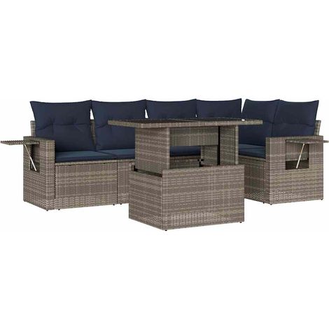 Maison Exclusive - Set Divani da Giardino 6 pz con Cuscini Grigio in Polyrattan (1/5)