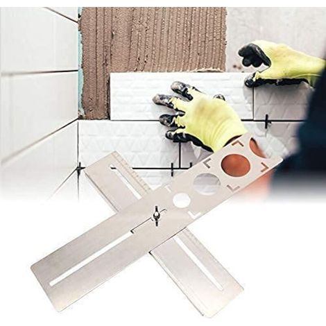 Règle de Mesure d'angle Carrelage Réglable Localisateur De Trou en Acier Inoxydable Règle Universel Perceuse Poinçon Outil De Mesure pour Couper avec Précision en Verre Céramique (1/5)