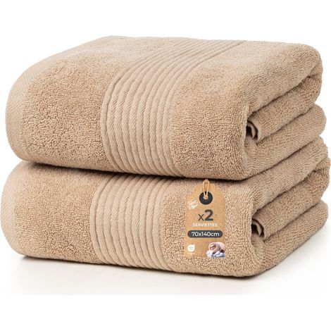 Lot de Serviette de Bain 70x140 cm - Serviette de Bain Grande Taille - 100% Coton – Éponge 500 g/m2 - Douces, absorbantes et durables - Oeko-TEX (1/5)