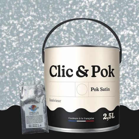 Peinture Effet Pailleté pour Murs & Plafonds - POK PAILLETTE - 2,5L - Bleu Grisé (1/4)