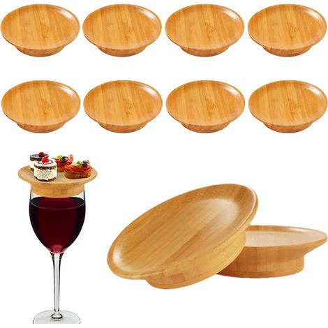 Lot de dix plateaux à apéritif en bois pour verres à vin couvercle pour charcuterie et desserts décoration de table (1/5)