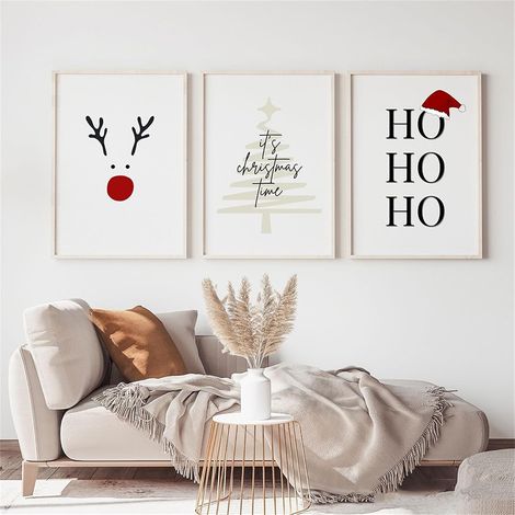 Lot de 3 posters de Noël, images d'hiver, décoration de Noël, images d'art de Noël, ornements de Noël, images modernes sans cadre, poster mural pour le salon et la chambre à coucher (20x30 cm) (1/5)