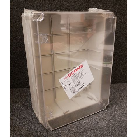 Boite de derivation grise 300x220x120mm avec couvercle à vis transparent IP56 650° SCABOX (1/2)