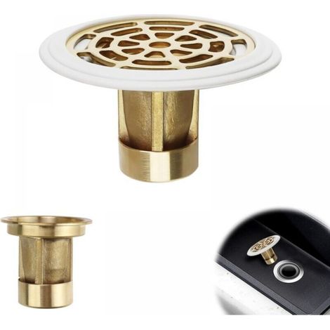 Siphon Douche, Bonde de Douche avec Anneau en Caoutchouc, Bouchon Douche en Cuivre, pour Siphon de Sol et Salle de Bain, pour Diamètre de Trou 27-55 mm,7.74.1cm (1/5)