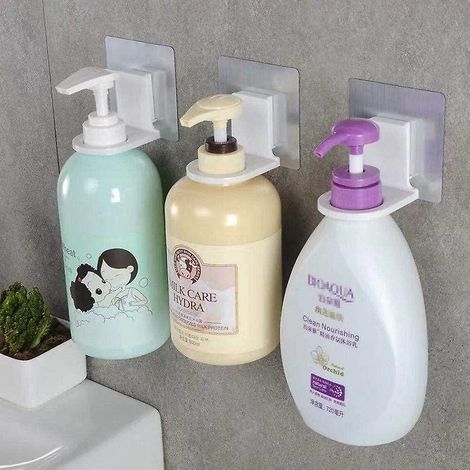 Support mural pour flacon de gel douche (3 pièces blanches) (1/3)
