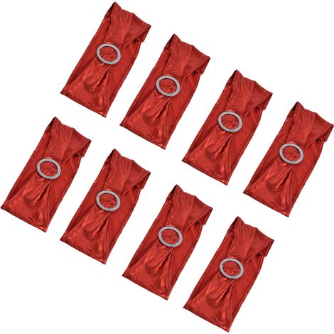 Lot de 10 attaches élastiques pour chaises, avec nœuds, pour la décoration de mariages, banquets et hôtels - Rouge vif (1/5)