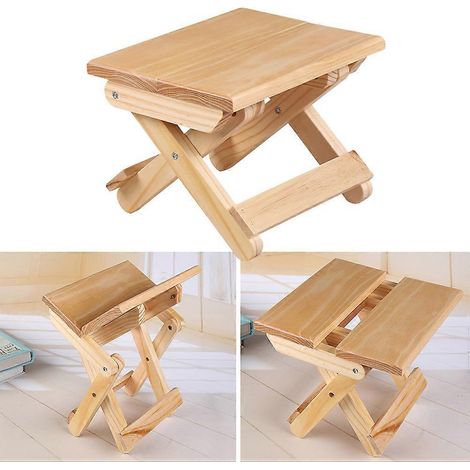 Tabouret pliable en bois, idéal pour la pêche en extérieur, facile à transporter et à ranger. (1/3)