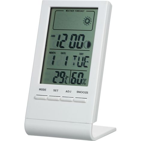 Mini thermomètre-hygromètre numérique d'intérieur avec affichage des valeurs maximales et minimales, affichage de la température et de l'humidité en °C/°F, alarme et affichage des valeurs maximales et (1/5)