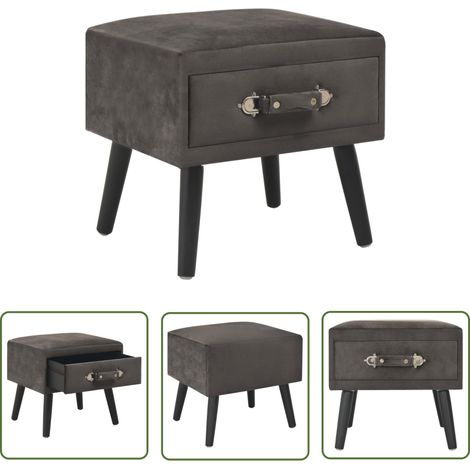 Table de nuit chevet commode armoire meuble chambre gris 40x35x40 cm velours (1/5)